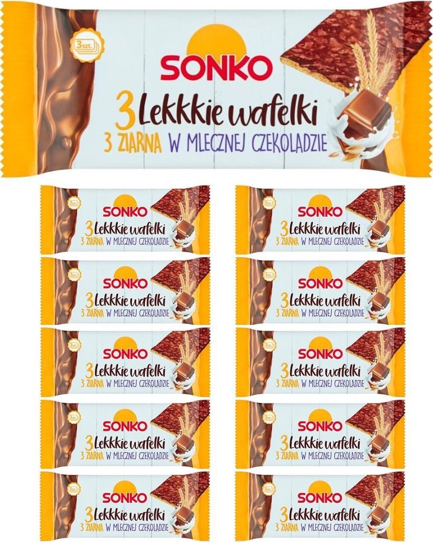 SONKO Sonko wafelki 3 ziarna w mlecznej czekoladzie 36 g x 11 sztuk