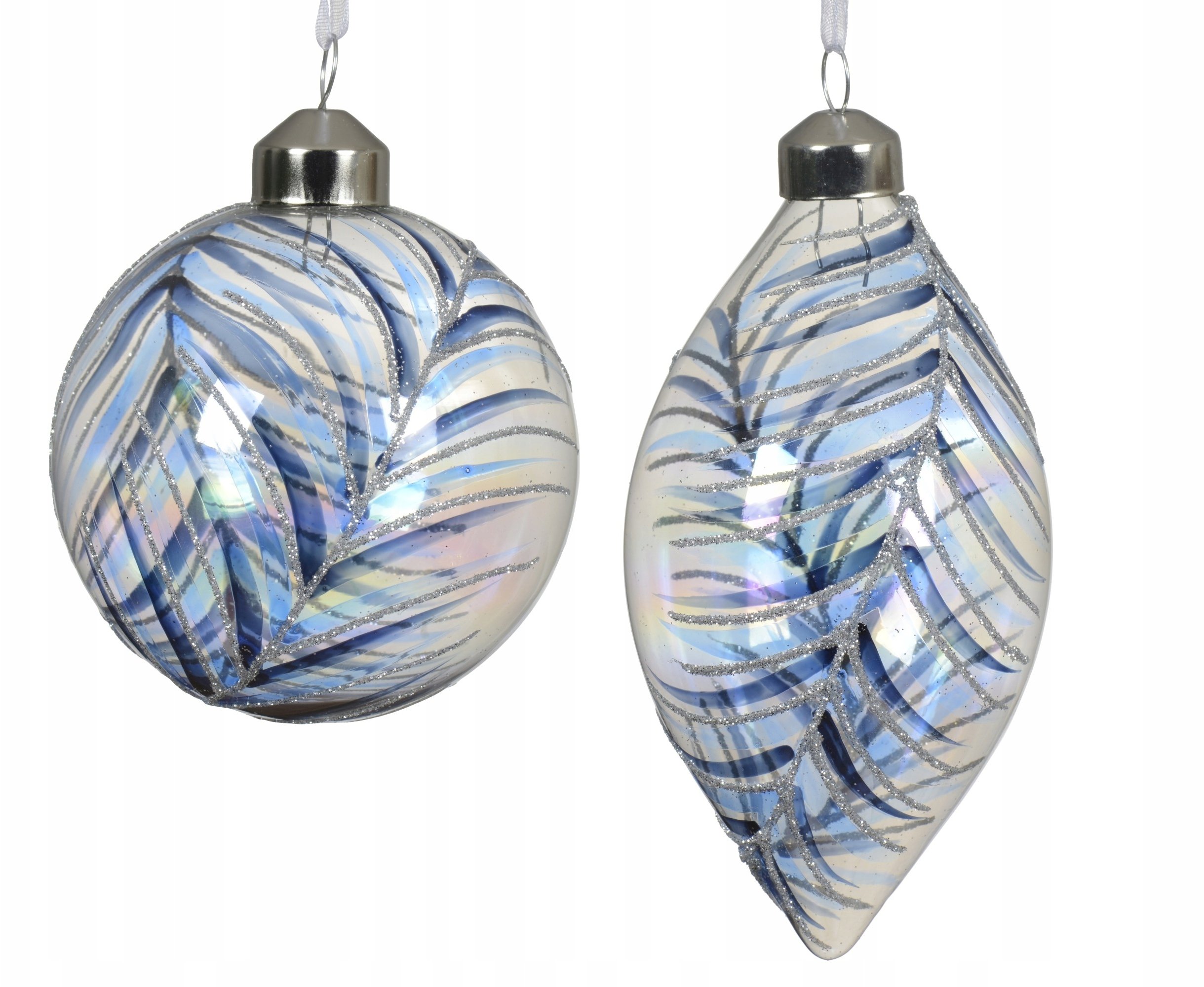 Kaemingk Bombka choinkowa szklana ozdobna niebieska srebrna 8cm 1szt