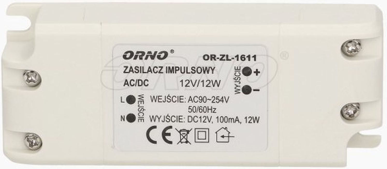Orno Zasilacz LED 12V DC 12W 1A IP20 (OR-ZL-1611)