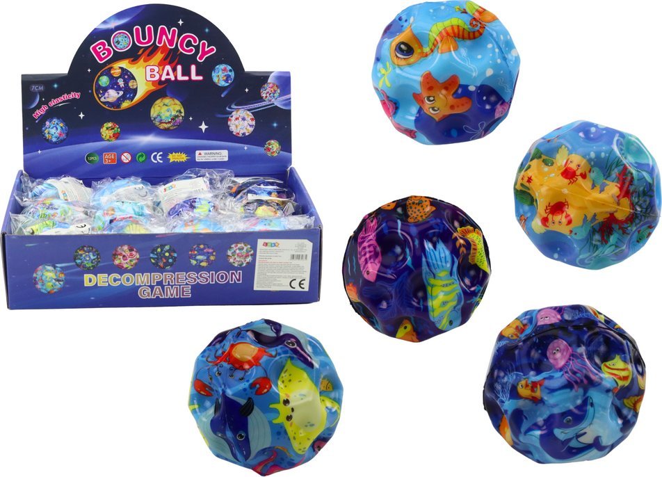 LeanToys Piłeczka Świecąca Do Odbijania z Wgłębieniami Zwierzęta Morskie 7cm