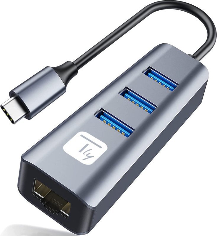 Adapter Techly Karta Sieciowa USB-C 3.1 na RJ45 Gigabit z Hubem 3x USB 3.0