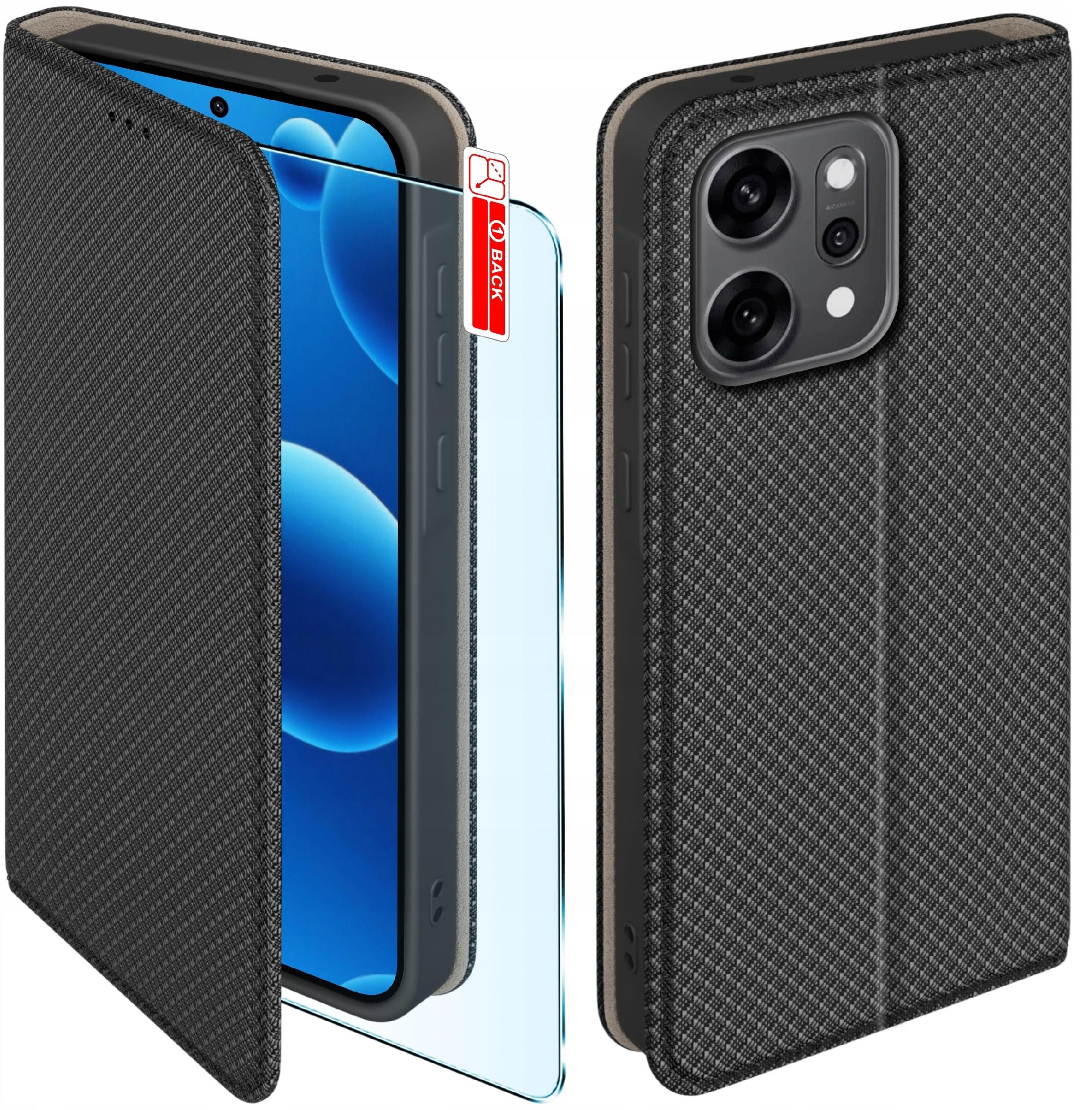 Etui MAGNET do Oppo Reno 14 Pro 5G Zamykane Czarne Futerał + Szkło 9H