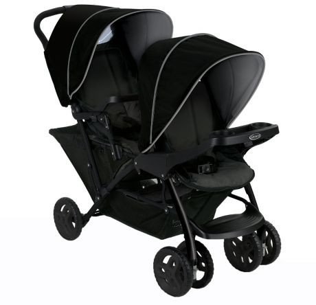 Graco Stadium Duo – dvivietis vežimėlis | Juoda Pilka
