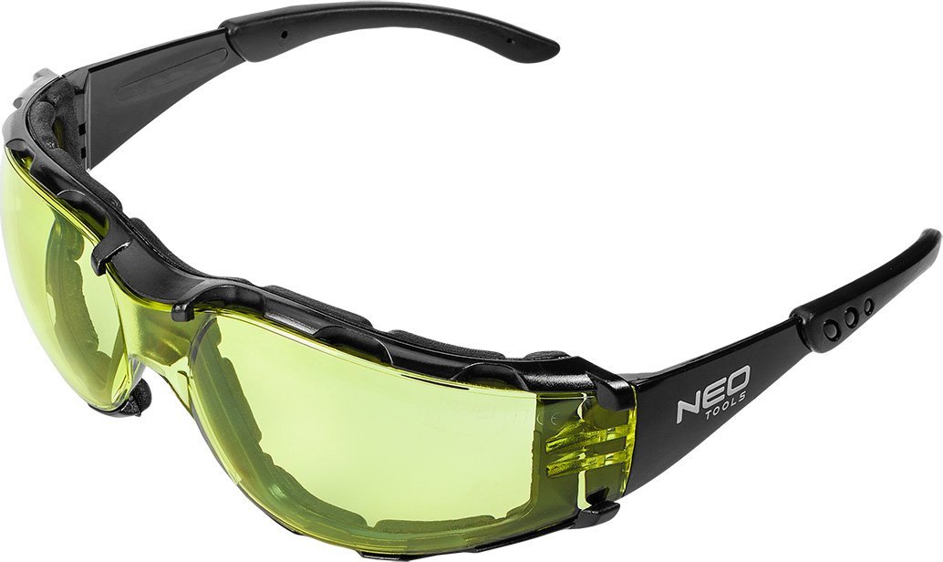 Neo Okulary ochronne z wkładką piankową, żółte soczewki, klasa odpornosci FT