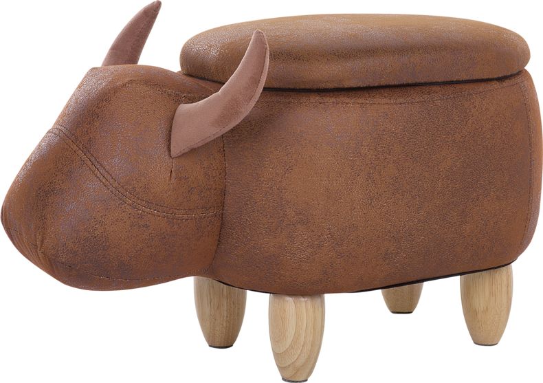 Beliani Pufa zwierzak ze schowkiem ekoskóra jasnobrązowa COW