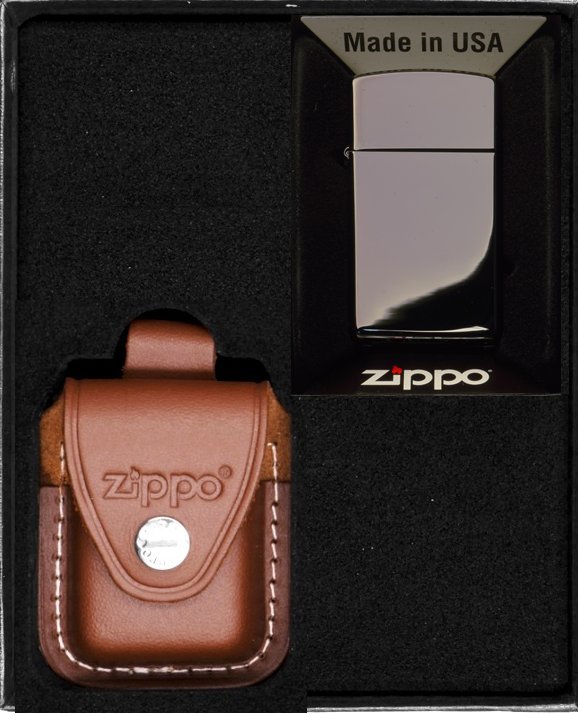 Zippo Zestaw ZIPPO Zapalniczka EBONY SLIM HIGH POLISH No2