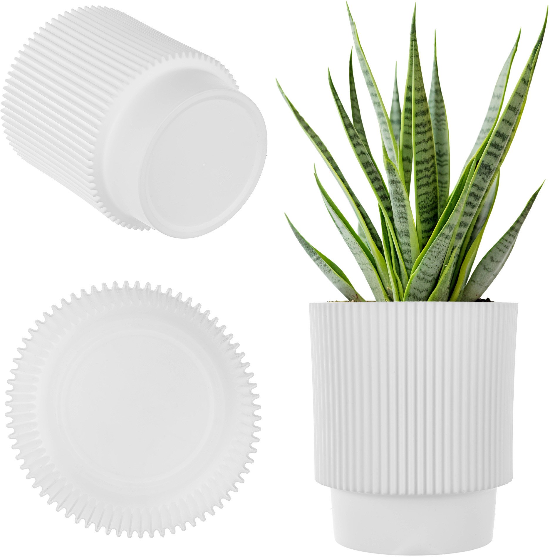 KADAX Doniczka Donica Na Kwiaty 15cm Osłonka Rośliny Kwietnik Plastikowa Biała