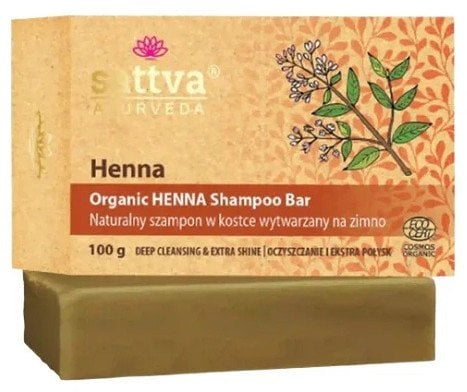 SATTVA_Organiczny szampon w kostce z henną do włosów 100g