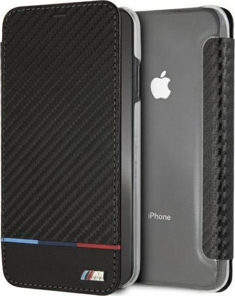 BMW Etui BMW BMTRBKI65PUCARTCBK Apple iPhone XS Max book czarny/black Carbon Tricolor Stripe