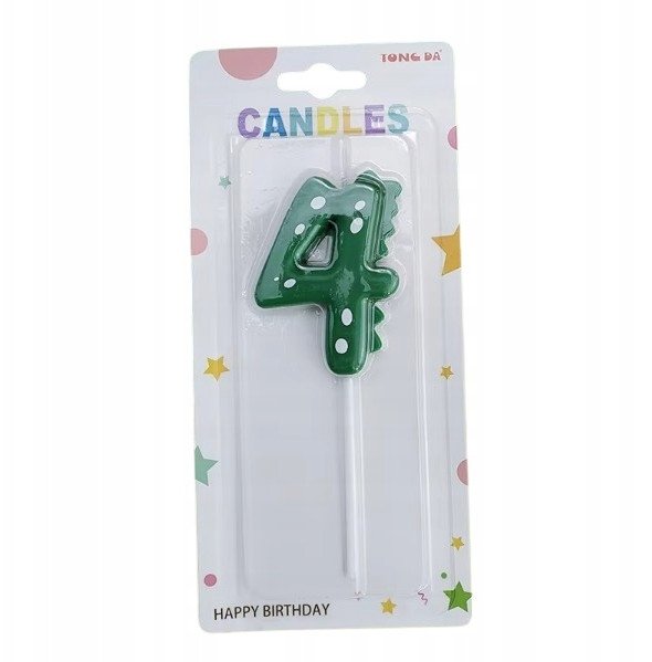 Świeczka Urodzinowa Na Tort / DINOZAUR / Świeczki na Urodziny / CYFRA 4