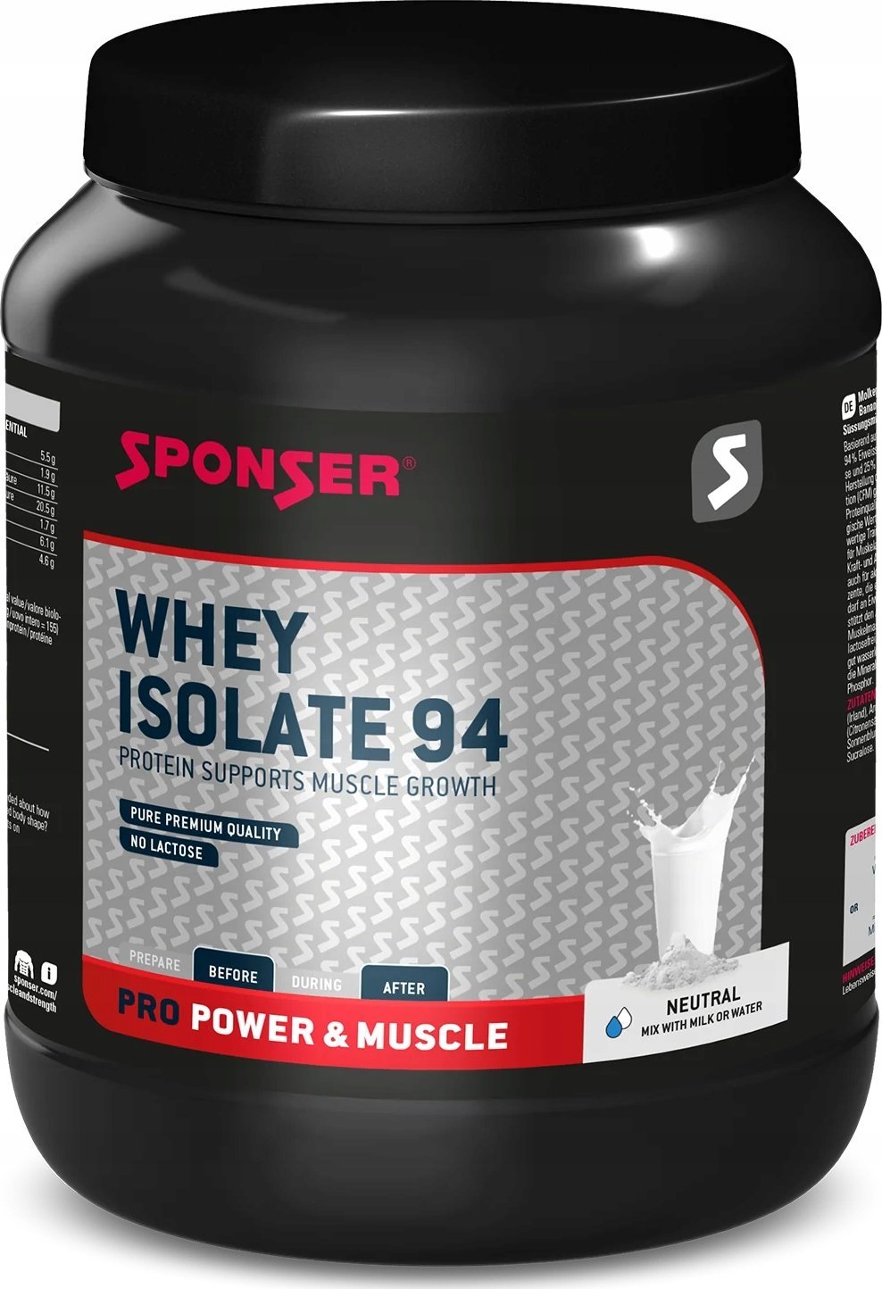 Sponser Odżywka SPONSER WHEY ISOLATE 94 Naturalny puszka 850g (NEW)