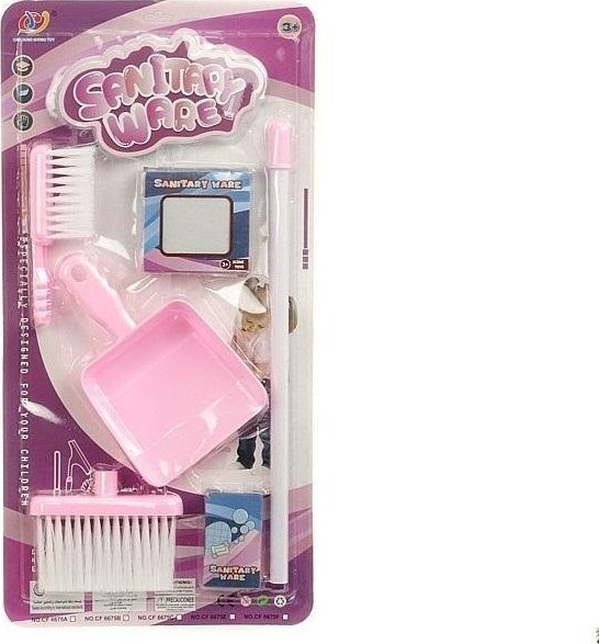 Adar Zestaw do sprzątania 356771 szczotka z plastikowym kijkiem, szufelka, mała zmiotka