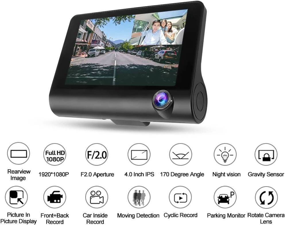QIKtech Wideorejestrator kamera REJESTRATOR JAZDY 3w1 W05 FullHD 1080p 0,2kg