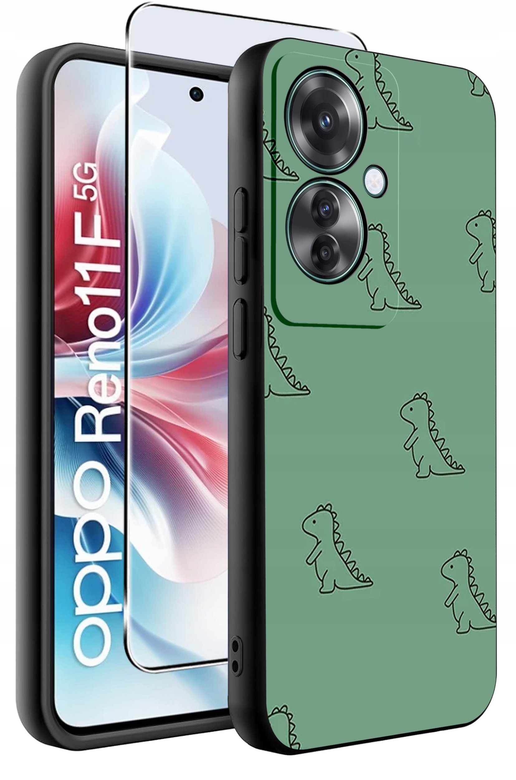 ETUI do Oppo Reno11 F 5G WZORY | SILIKONOWE MATT CASE + SZKŁO HARTOWANE 9H