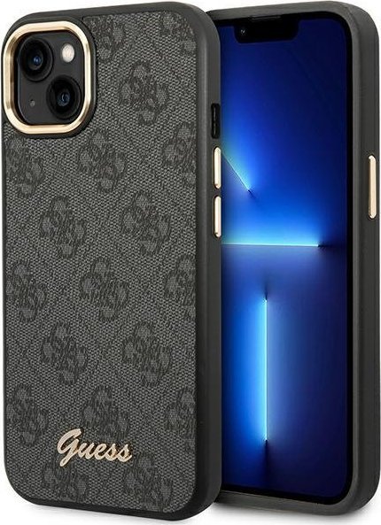 Guess Etui do iPhone 14 Plus 6,7" czarny/black hard case 4G Vintage Gold Logo