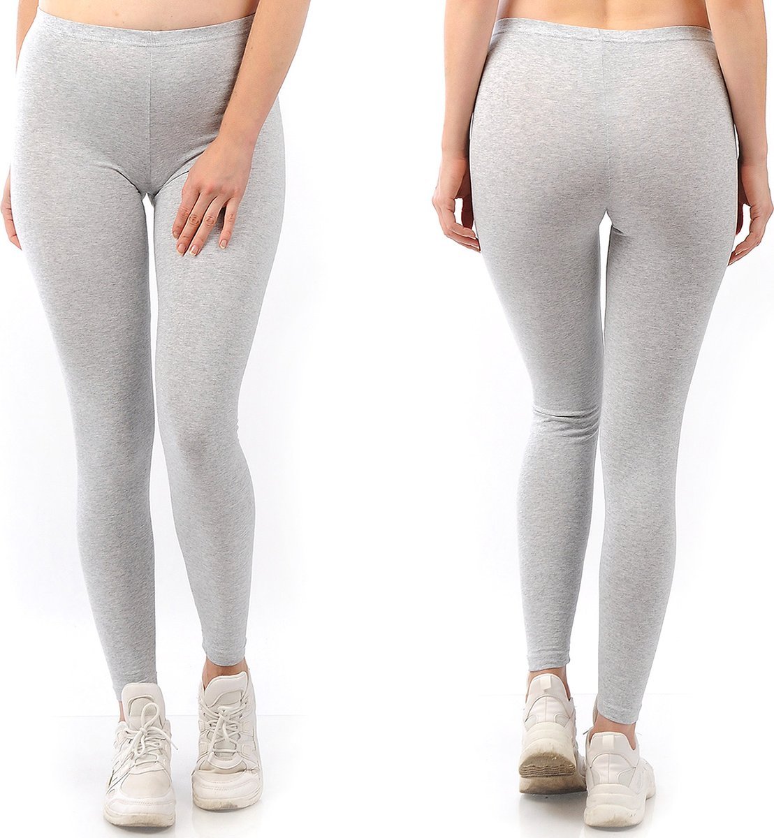 Legginsy damskie długie Polskie Getry Bawełniane Szare XL