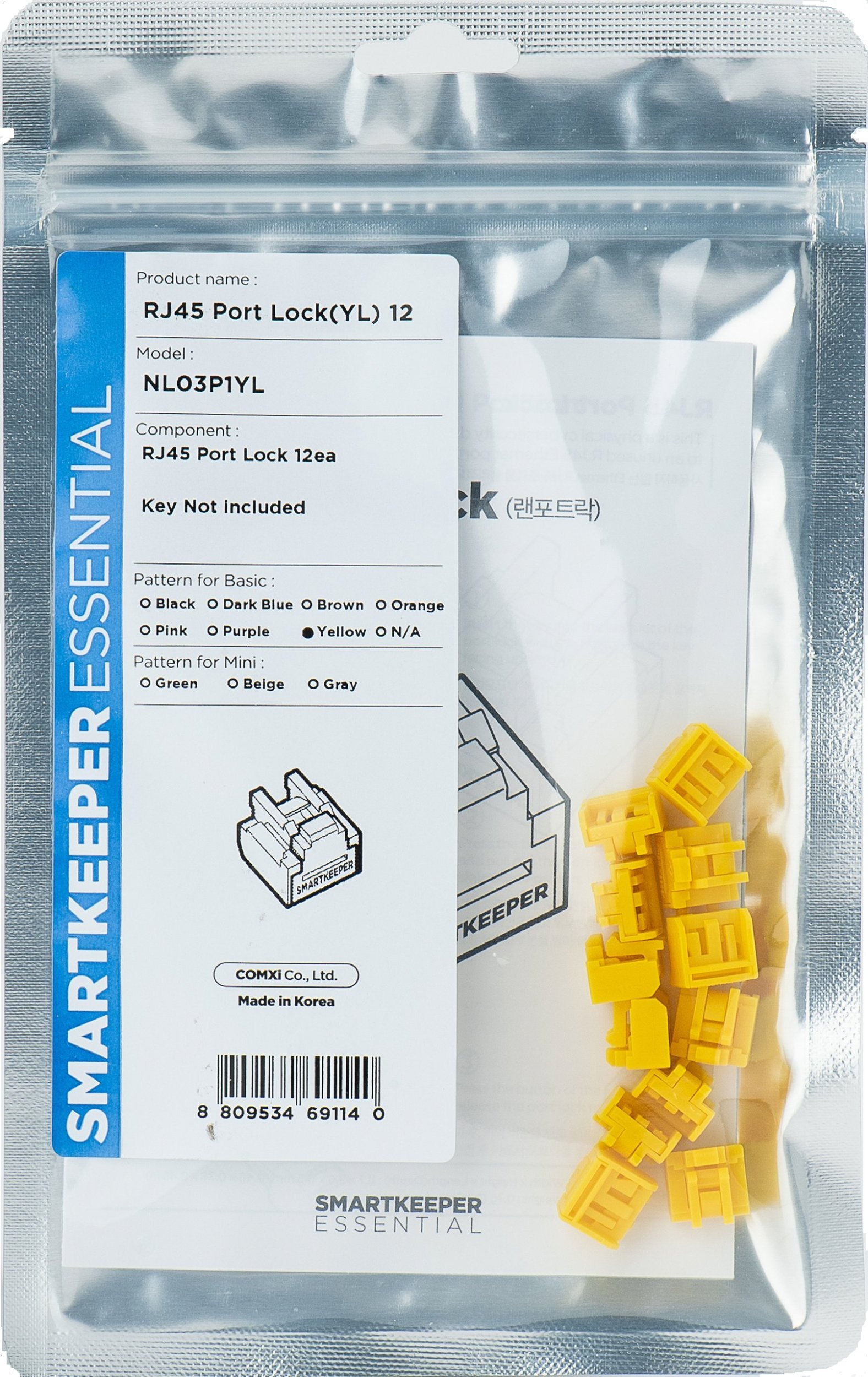 Smartkeeper Smartkeeper NL03P1YL bloker portów Blokada portu RJ-45 Żółty 1 szt.