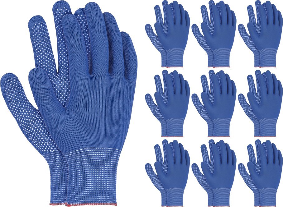 Ogrifox Rękawice robocze / niebiesko-białe / Rozmiar: 9 - L / OX-DOTUA_NW - 10 Par