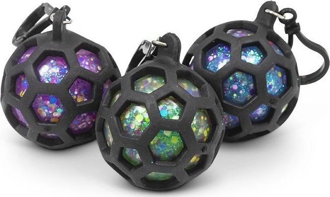 Brelok brokatowy gniotek w gumowej siatce MIX