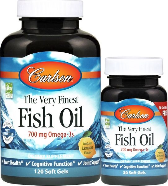 Carlson Labs Carlson Labs - Olej Rybny, Pomarańcza, 700mg, 120 + 30 kapsułek miękkich