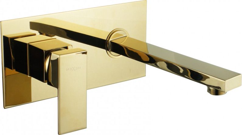 Bateria umywalkowa Mexen Cube podtynkowa złoty