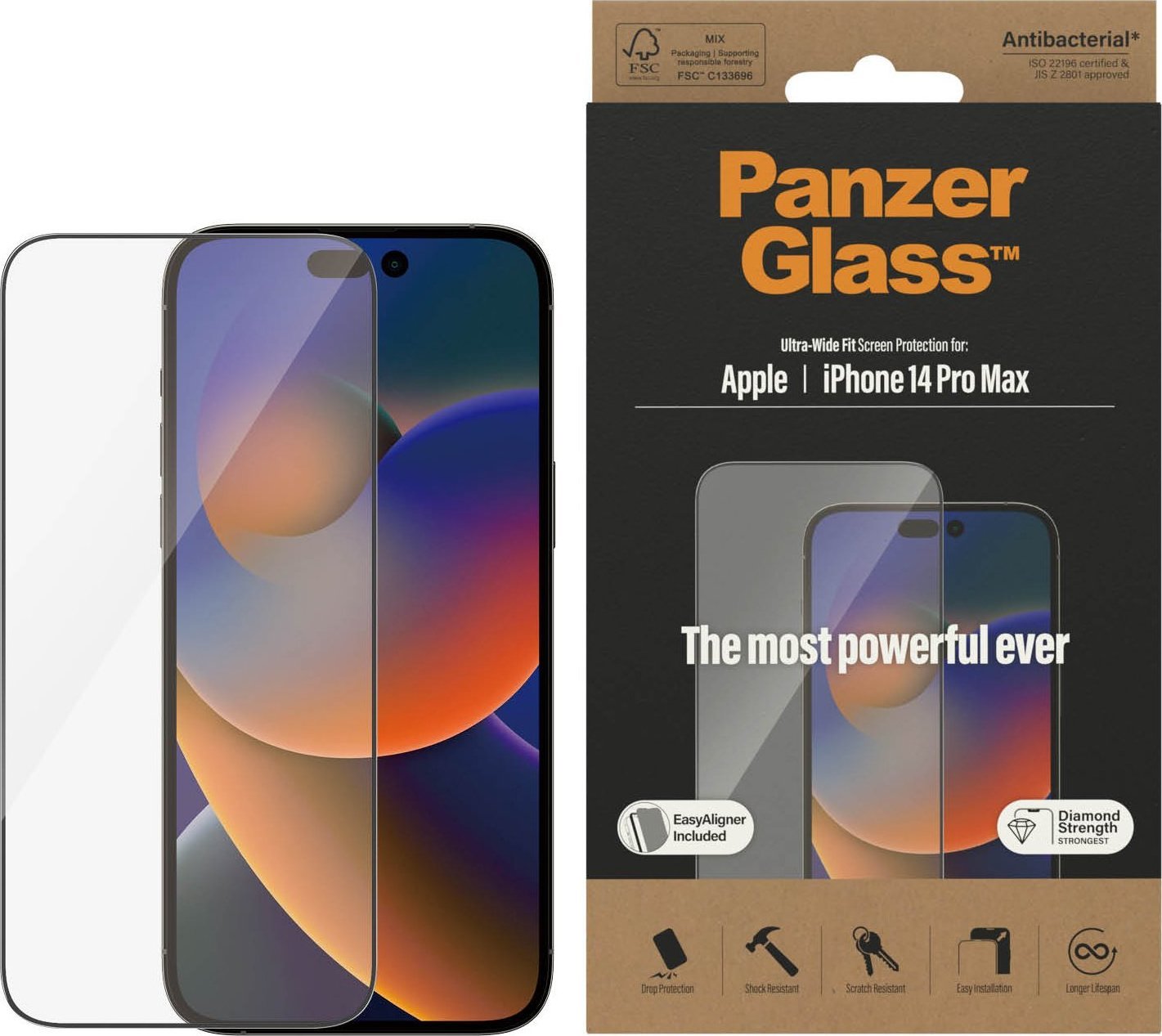 PanzerGlass PanzerGlass Ultra-Wide Fit iPhone 14 Pro Max 6,7" Screen Protection Antibacterial Easy Aligner Included 2786
