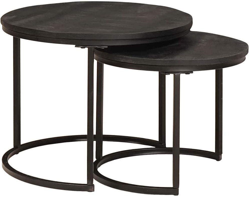 vidaXL Stoliki kawowe składane 2 pcs Czarny lekki drewno mango i stal