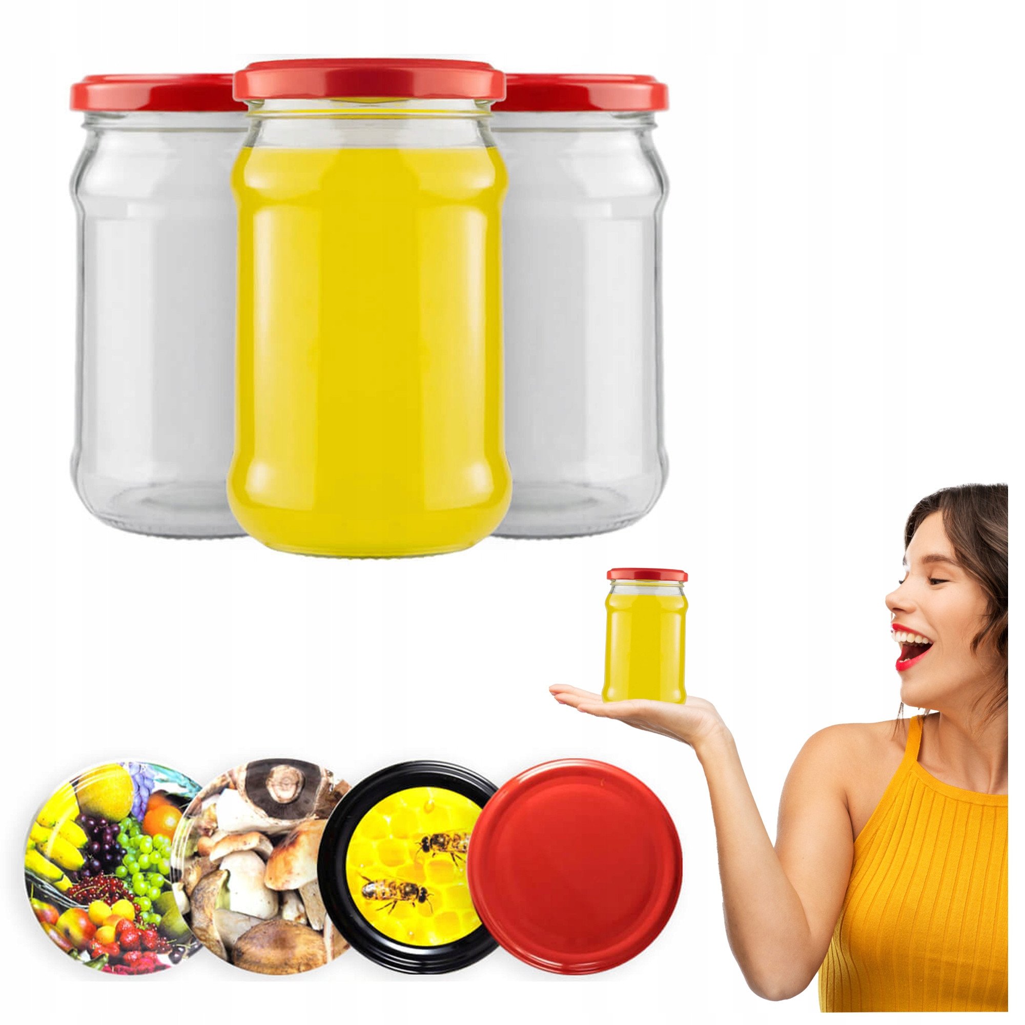 Słoik 315ml SŁOIKI SZKLANE NA DŻEM MIÓD PRZETWORY + WIECZKO FI66 12SZTUK