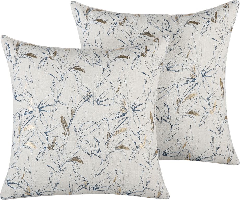 Beliani Zestaw 2 poduszek dekoracyjnych w kwiaty 45 x 45 cm beżowy ARBOR