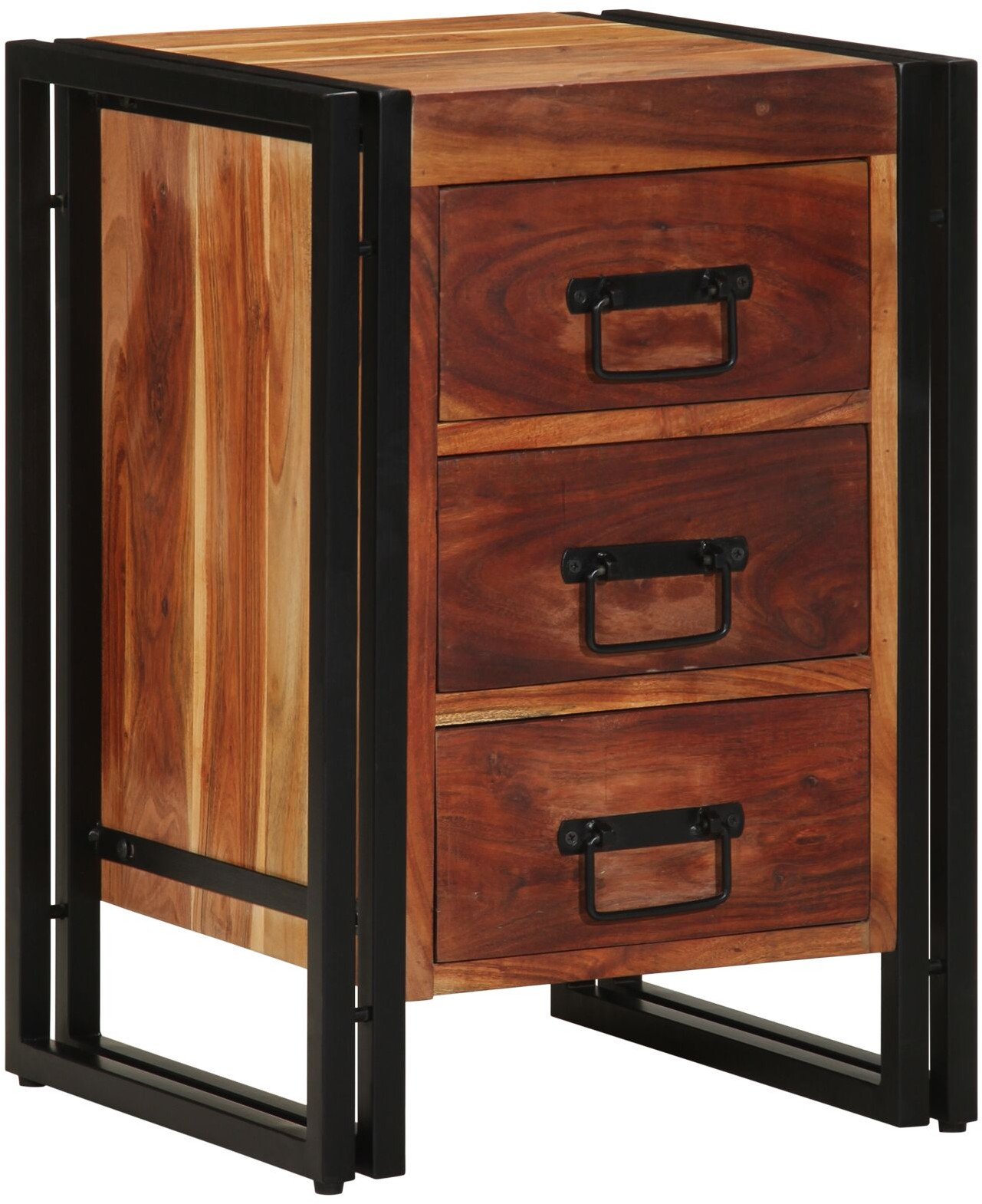 vidaXL Szafka nocna Brązowy, Czarny Lite drewno akacjowe 40 x 40 x 59 cm