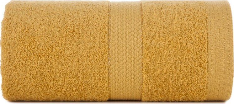 Eurofirany Ręcznik frotte z lśniącą bordiurą BARI 70X140 musztardowy