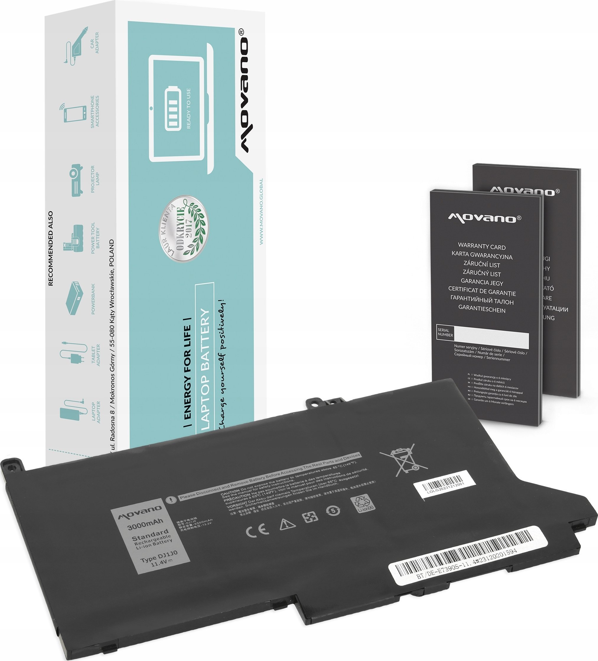 Bateria Movano Bateria DJ1J0 C27RW do Dell Latitude 7280 7290 7380 7390 7480 7490 - 11.4V