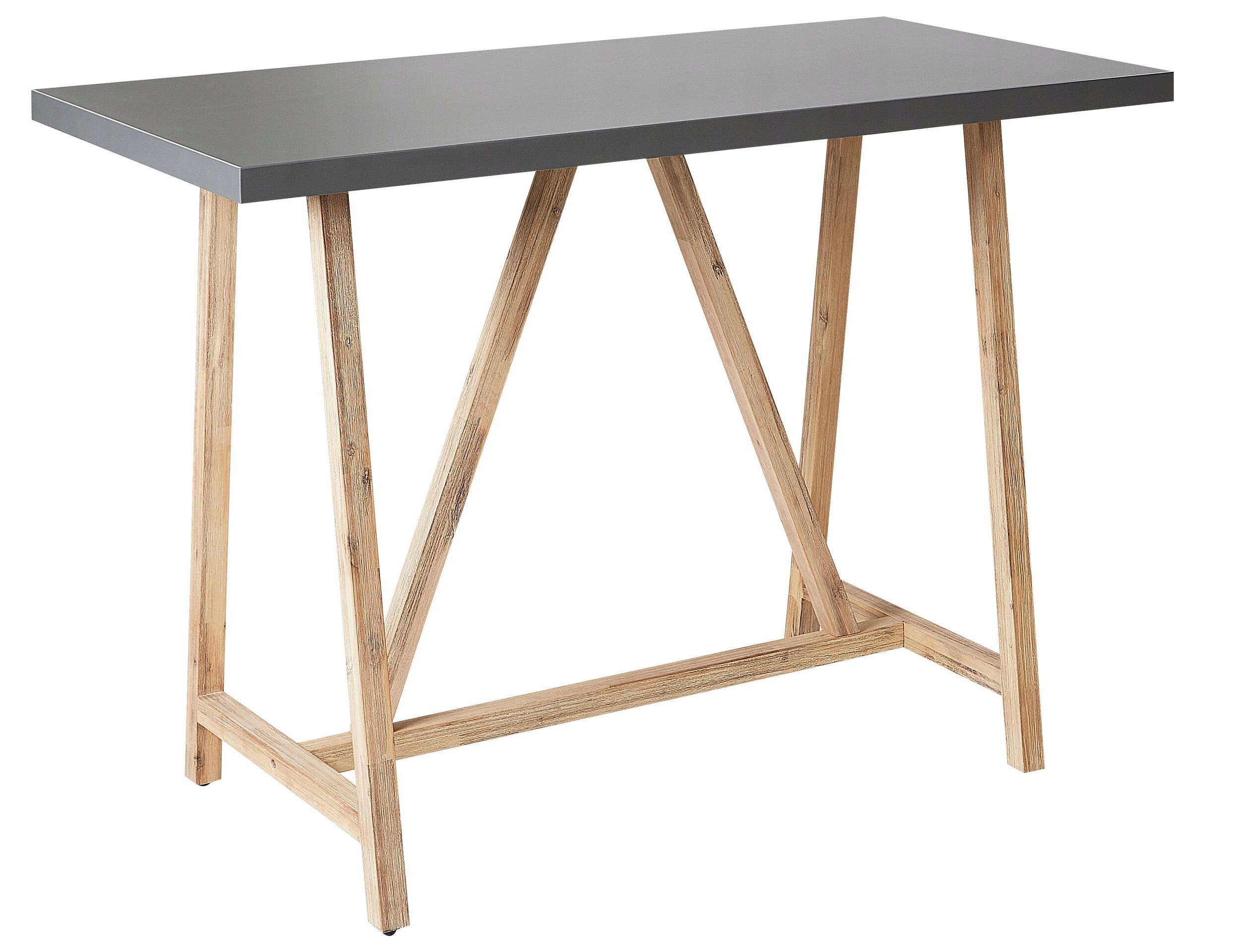 Beliani Stół ogrodowy betonowy 140 x 70 cm jasne drewno z szarym TALAMONE