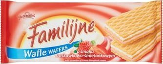 Jutrzenka Familijne Wafle o smaku truskawkowo-śmietankowym 180 g
