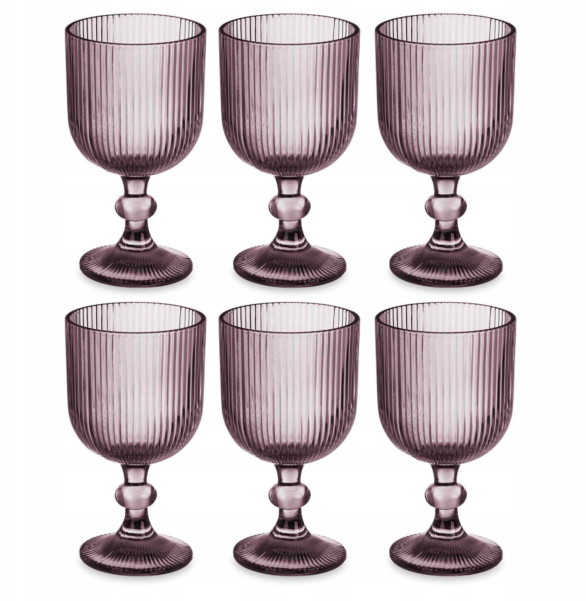 Zestaw kieliszków do wody, wina LINES z ryflowanego szkła, 6 sztuk, 370 ml