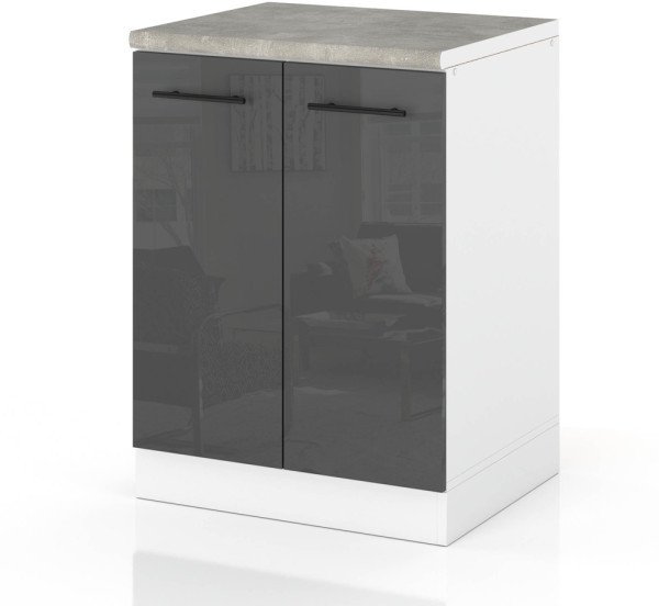 Szafka Kuchenna Stojąca Z Blatem Modułowa 60cm Spremium Szary Połysk