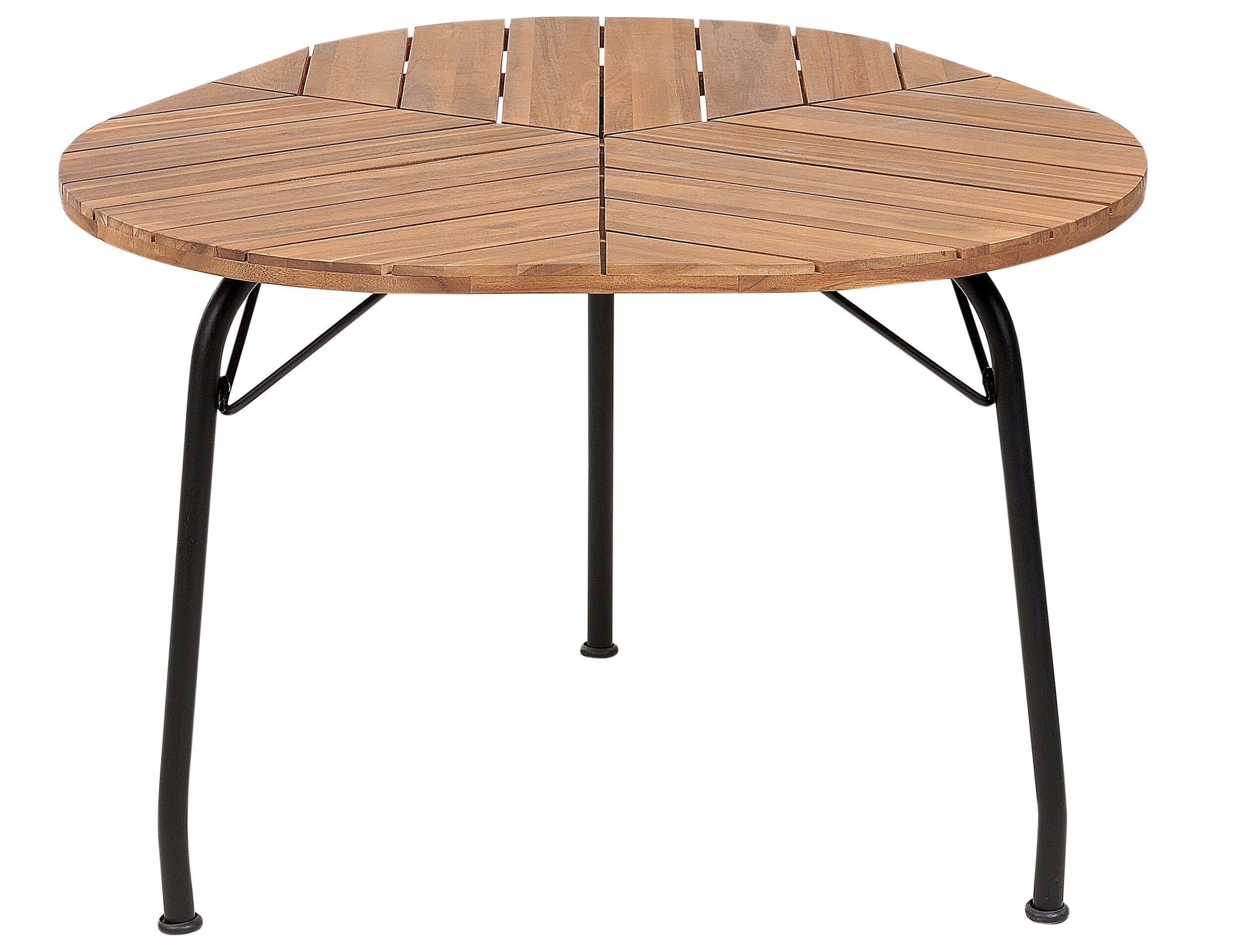 Beliani Stół ogrodowy akacjowy 103 x 106 cm jasne drewno VARENNA