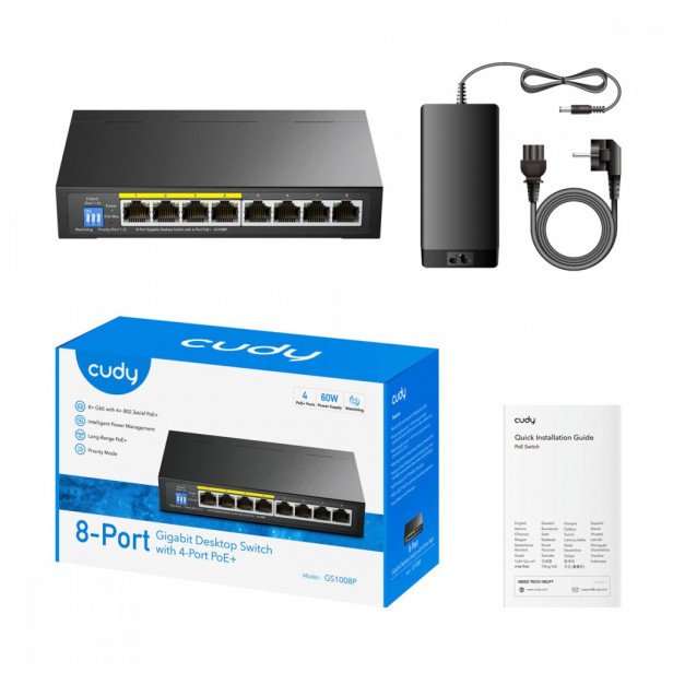 cudy Przełącznik GS1008P 8-Port Gigabit PoE+ Switch 60W