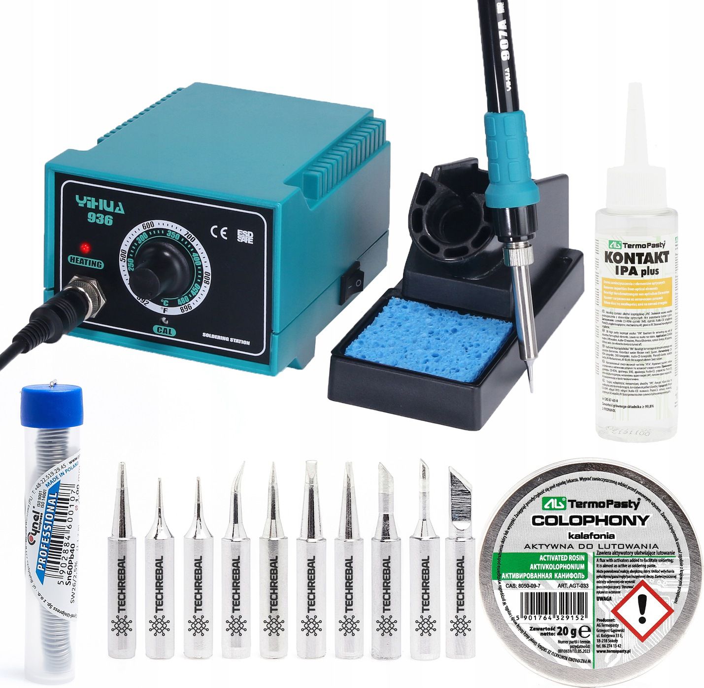 Techrebal Zestaw stacja lutownicza Yihua 936 Groty KIT10
