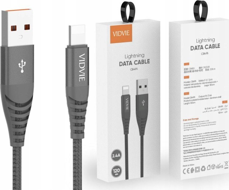 Kabel USB Vidvie USB-A - Lightning 1.2 m Czarny (GSMA0124)