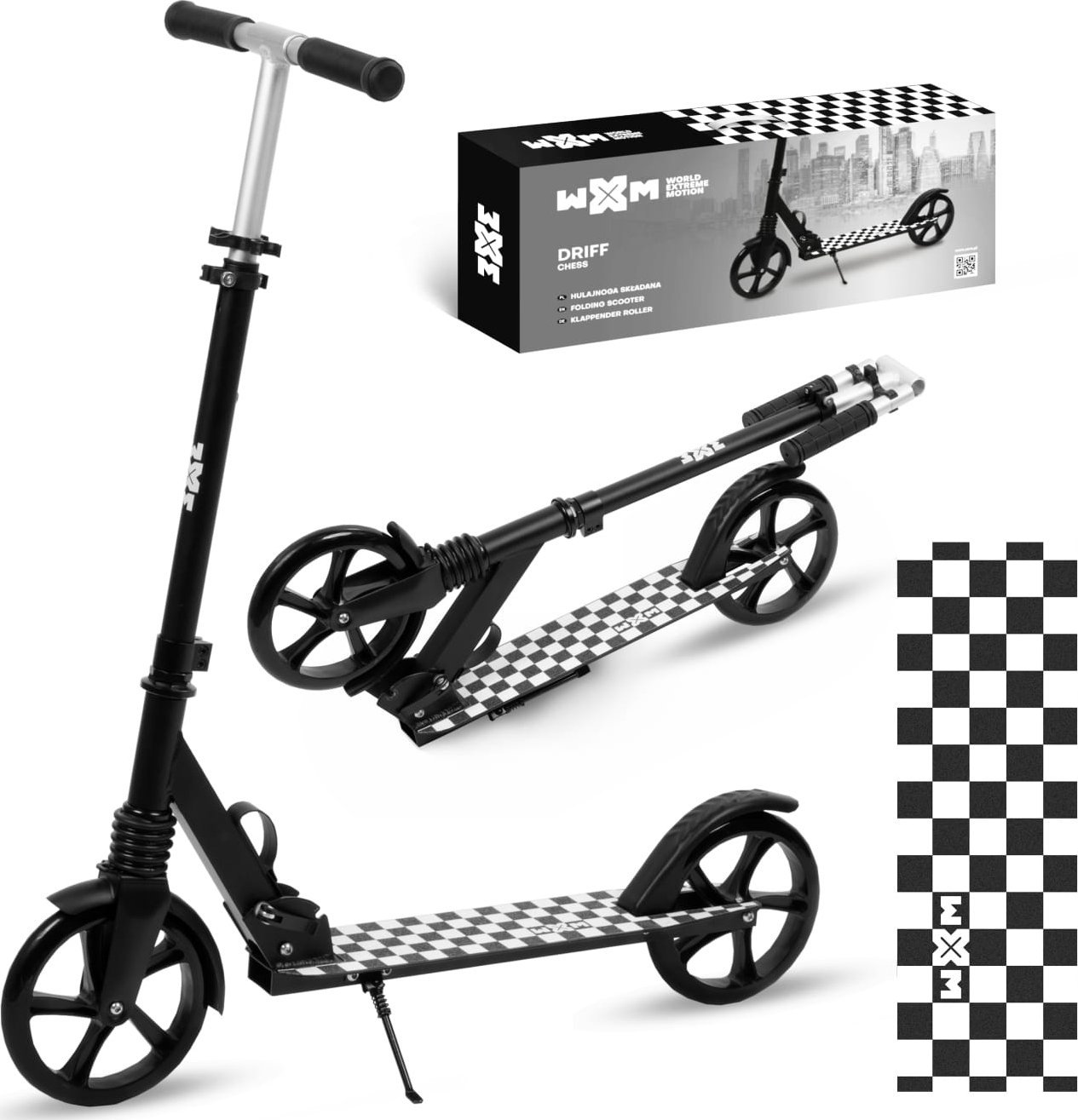 Hulajnoga miejska wxm driff chess kÓŁka 20cm skŁadana czarna