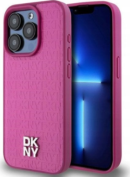 DKNY DKHMP15LPSHRPSP iPhone 15 Pro 6.1" różowy/pink hardcase Leather Monogram Pattern Metal Logo MagSafe