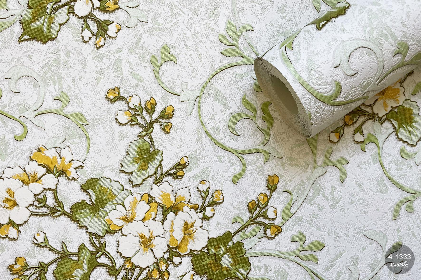 MallDeco TAPETA WINYLOWA SAMANTA, ZIELONA ART.4-1333