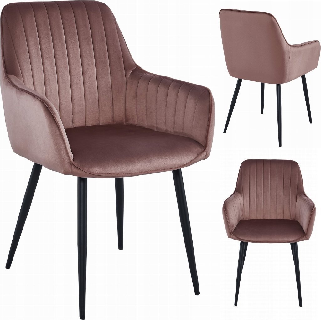 Leobert Krzesło SOLDEN - aksamit róż / nogi czarne x 1