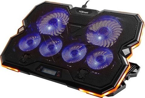 Podstawka chłodząca Hismart Nešiojamojo kompiuterio aušinimo stovas HISMART, su 6 RGB ventiliatoriais, 5 padėčių