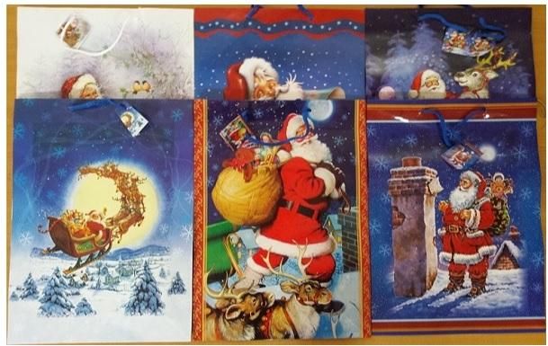 Panorama Torebka ozdobna laminowana Święta Mikołaj PL-9 mix