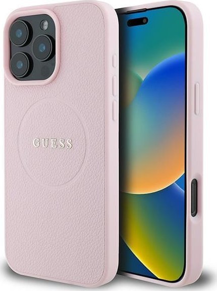 Guess GUHMP16LPGHSMMP iPhone 16 Pro 6.3 różowy/różowy hardcase Grained Ring MagSafe