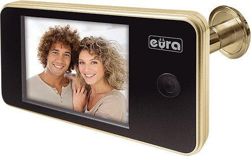 Eura Wideo-wizjer do drzwi EURA VDP-01C1 ERIS ZŁOTY 3,2'' LCD