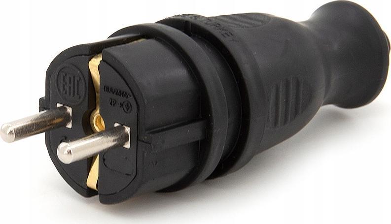 ELS Elektrotechnika WTYCZKA GUMOWA HERMETYCZNA IP 44 230V 16A SCHUKO TWG-SCH