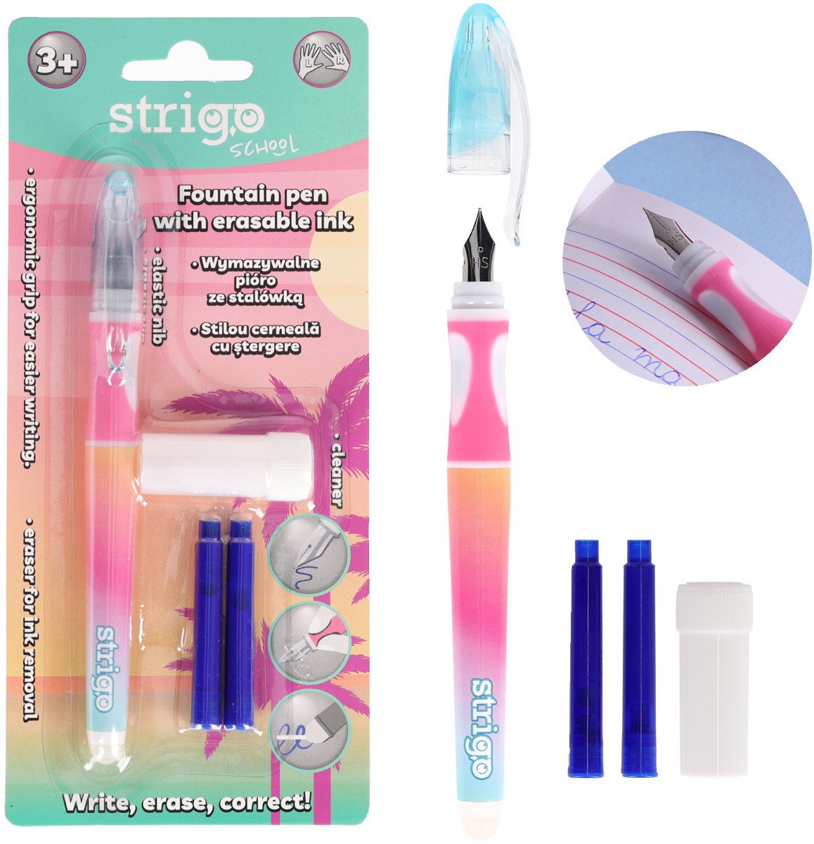 Pióro wieczne ścieralne wymazywalne stalówką nauki pisania Gradient STRIGO